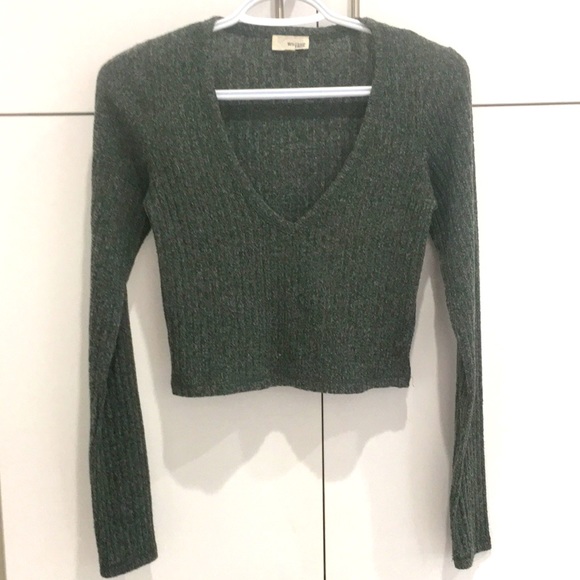 Wilfred Free Aritzia Cropped Sweater - Gray Rib Knit - Size Small - Picture 4 of 9